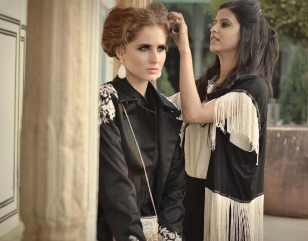 Parnika Jain (right) working on a model