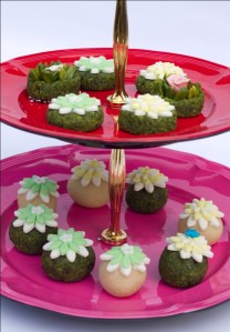 Pista ladoo with badam fondant
