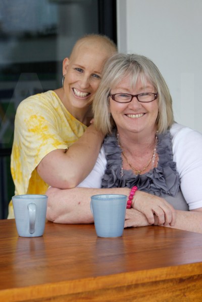 Cancer patient Renee (left) with Debbie Clayton (right). Photo: Cade Mooney / Sunshine Coast Daily
