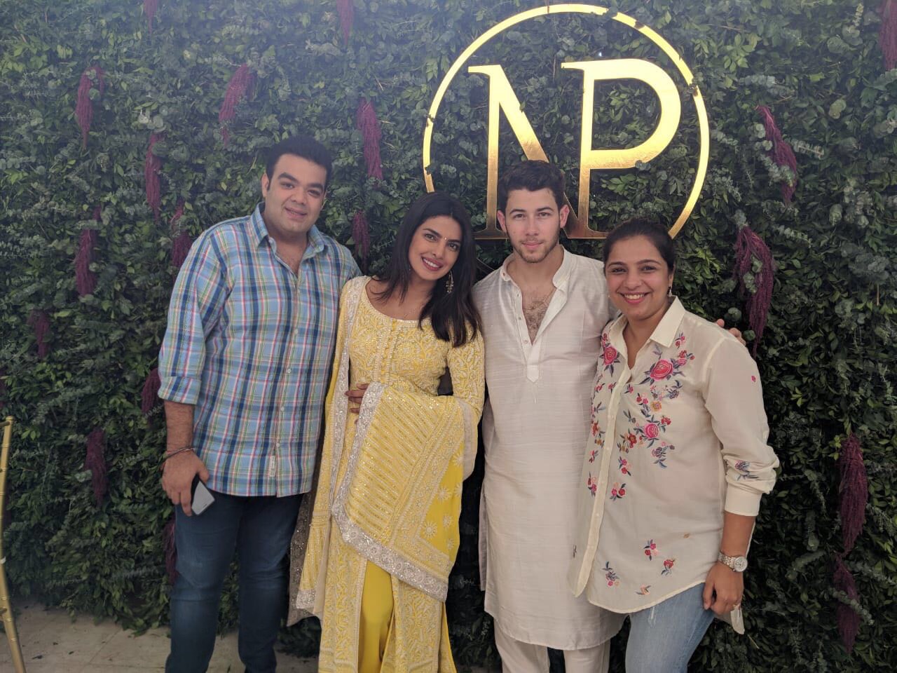 Shaadi Squad team (Tina Tharwani and Saurabh Malhotra) with Priyanka Chopra and Nick Jonas on their engagement