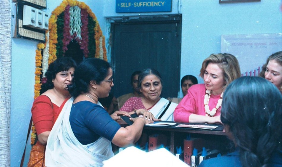 Hillary Clinton with Ela Bhatt